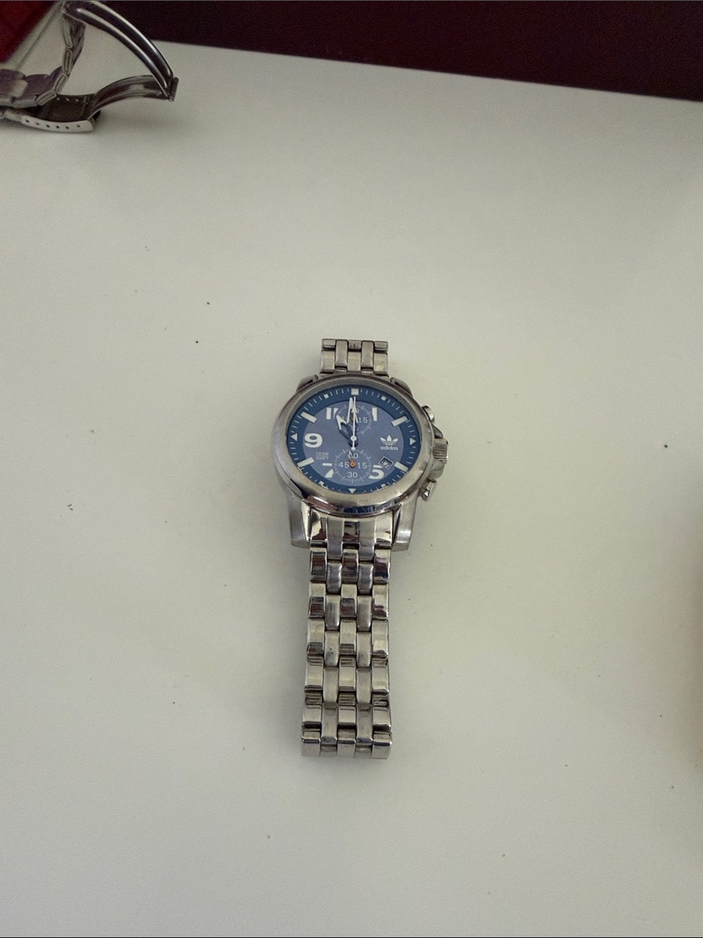adidas Men's Silver Stainless Steel Watch with Blue Dial